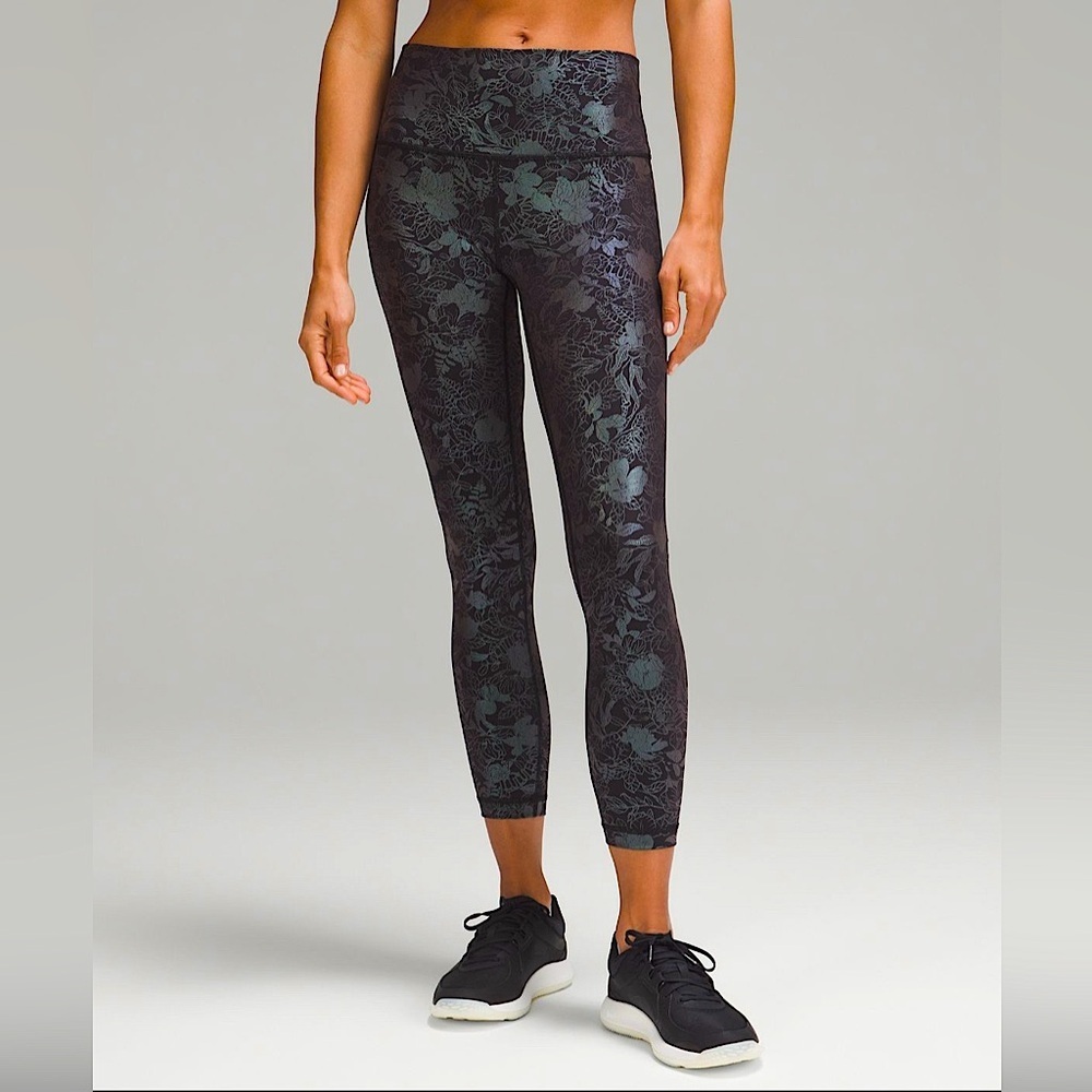 NEW Lululemon Wunder Under Tight 25” Metallic Blue Gray Shine Gym Leggings 14